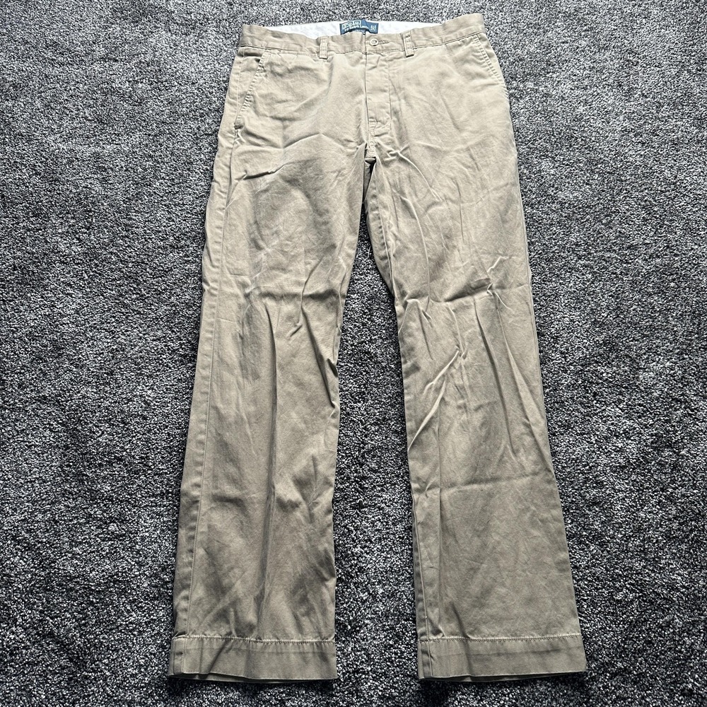 Polo Ralph Lauren Pants Mens 33x32 Beige Chino Cotton Cuffed Straight Fit